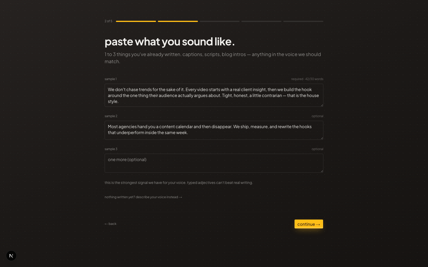 Paste 1 to 3 voice samples